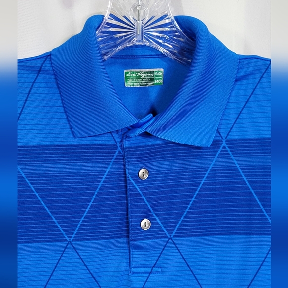 Ben Hogan Men's Royal Blue Striped Latice 3 Button Short Sleeve Polo Shirt Small - Picture 3 of 6